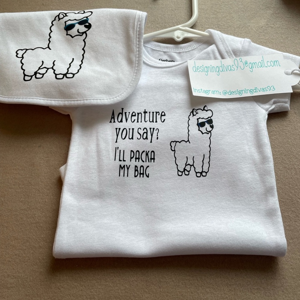 Gerber White Bodysuit with Llama Design